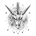unicorn skull tattoo design idea