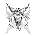 unicorn skull tattoo design idea