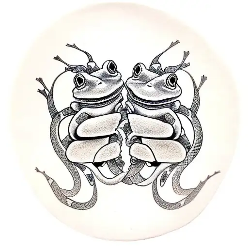 samurai frogs fighting snakes  tattoo design idea