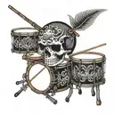 skull and snare drum set tattoo design idea