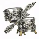 skull and snare drum set tattoo design idea