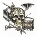 skull and snare drum set tattoo design idea