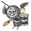 skull and snare drum set tattoo design idea