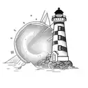 Edison light bulb with a lighthouse inside the bulb outlined as the wire tattoo design idea