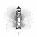 Edison light bulb with a lighthouse inside the Edison bulb tattoo design idea