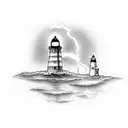 Edison light bulb with a lighthouse inside the Edison bulb tattoo design idea