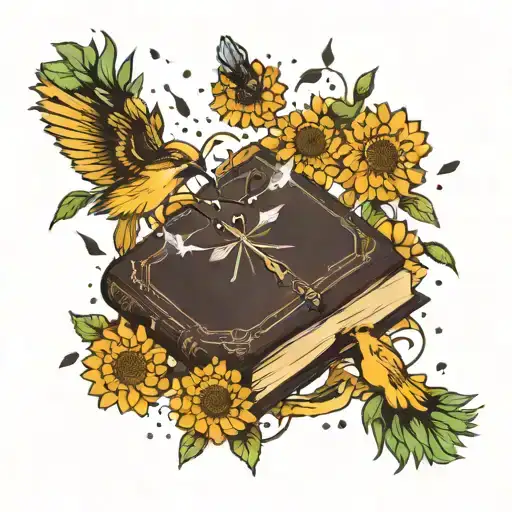 books dandelion blowing birds tattoo design idea