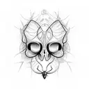 Moth emerging from a cracked skull tattoo design idea