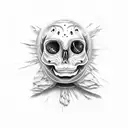 Moth emerging from a cracked skull tattoo design idea