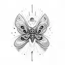 Moth emerging from a cracked skull tattoo design idea