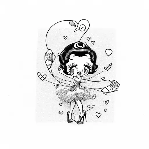 betty boop with cute hearts  tattoo design idea