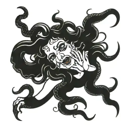 hear no evil see no evil speak no evil medusa snakes tattoo design idea
