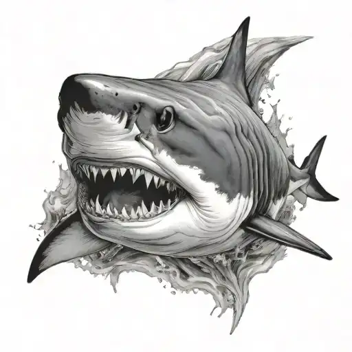 shark biting tattoo design idea