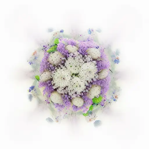 A Storm of flowers perfectly centered, Wilted at their edges  tattoo design idea