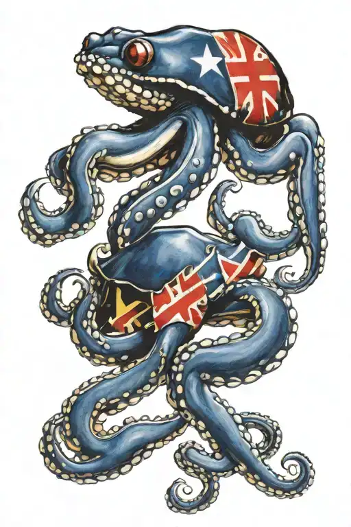 octopus blue crab and Maryland state flag intertwined tattoo design idea