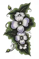 Four leaf clover and Violet flower tattoo design idea