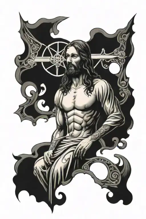 optical illusion Jesus Christ tattoo design idea