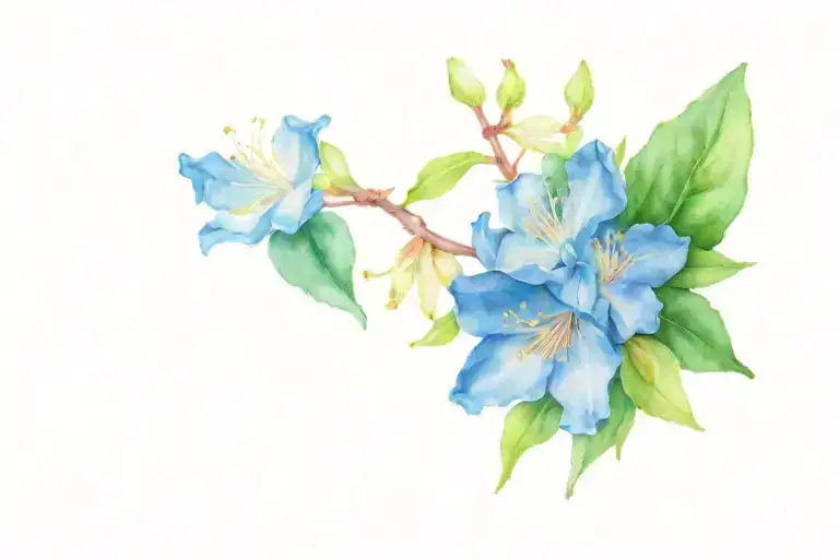 rhododendron and apple blossoms wrapped tattoo design idea