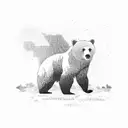 Bear silhouette standing in a beam of lightning in the forest tattoo design idea