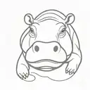 cute hippo head emerging out of water  tattoo design idea