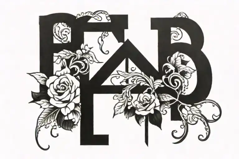 cross and words nunuye tattoo design idea