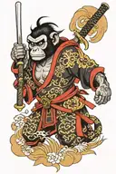 monkey samurai warrior tattoo design idea