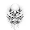 anjo com mascara da morte tattoo design idea