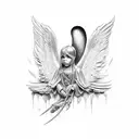 anjo com mascara da morte tattoo design idea