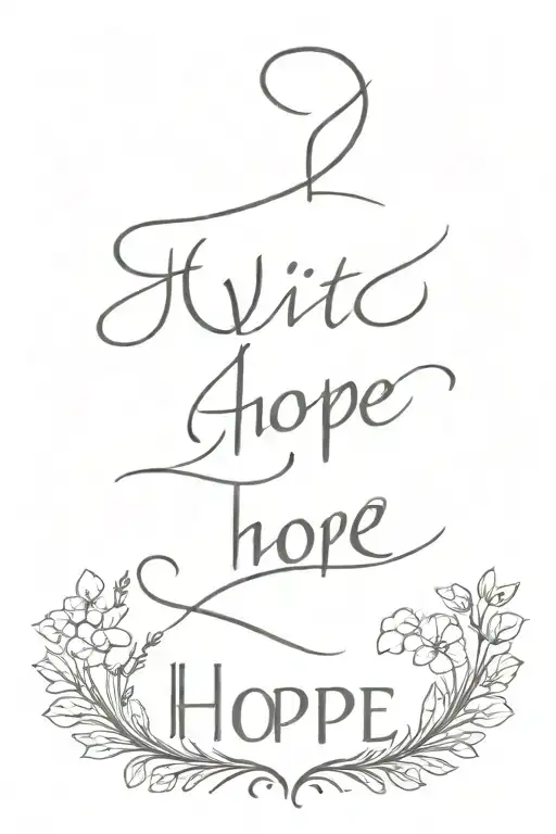 write "hope" horizontal line tattoo design idea