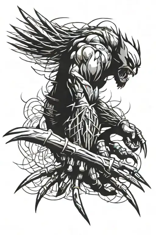 snarling wolverine claws extended tattoo design idea