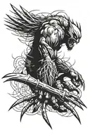 snarling wolverine claws extended tattoo design idea