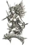 valkyrie with sword tattoo design idea