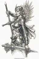 valkyrie with sword tattoo design idea