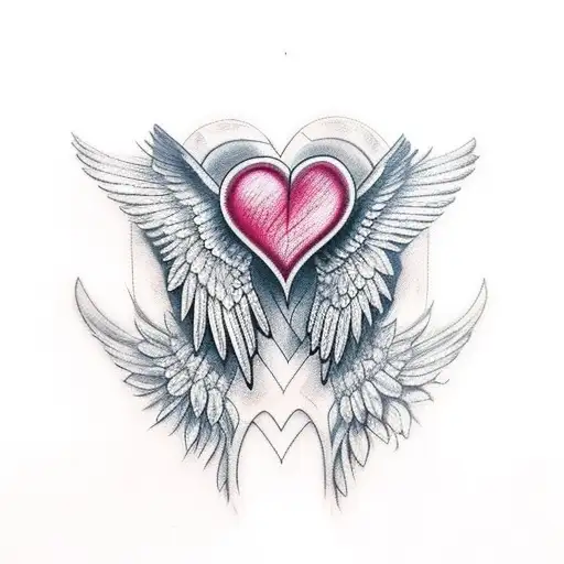broken heart with wings tattoo design idea