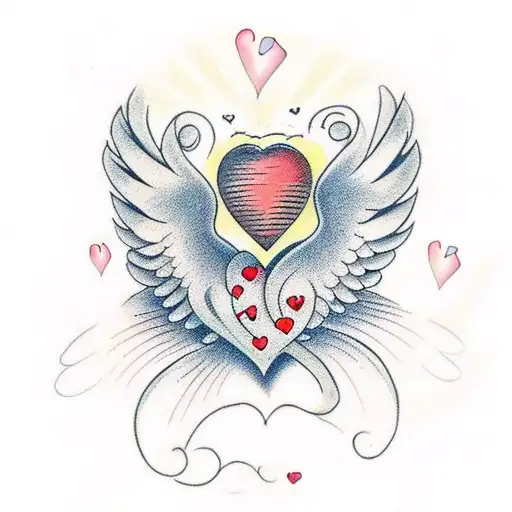 heart with wings tattoo design idea
