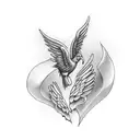 broken heart with wings tattoo design idea