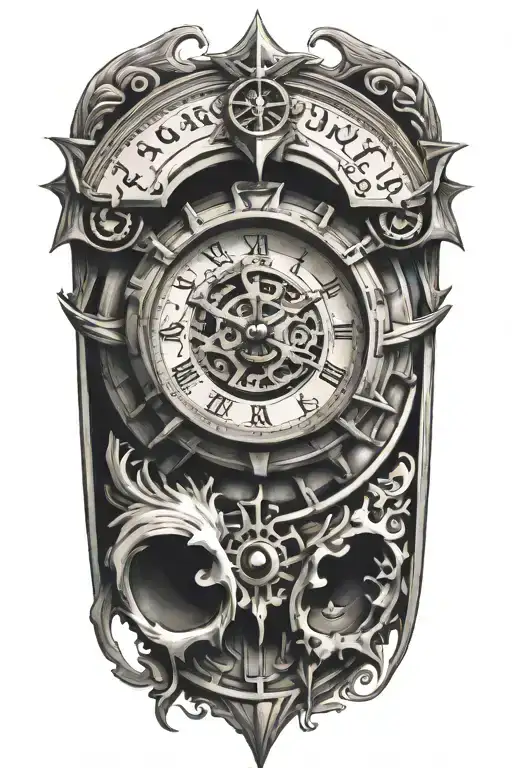 clock inside tattoo design idea