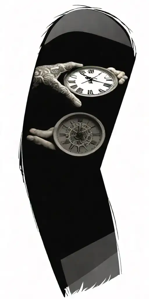 clock inside tattoo design idea