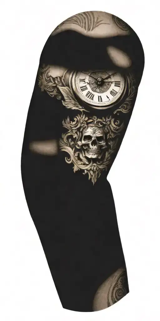 clock inside tattoo design idea