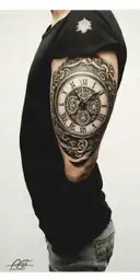 clock inside tattoo design idea