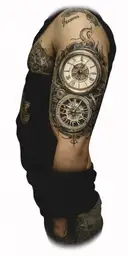 clock inside tattoo design idea