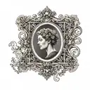 Dark Victorian frame tattoo design idea