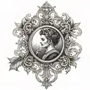 Dark Victorian frame tattoo design idea