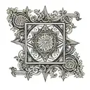 Dark Victorian frame tattoo design idea