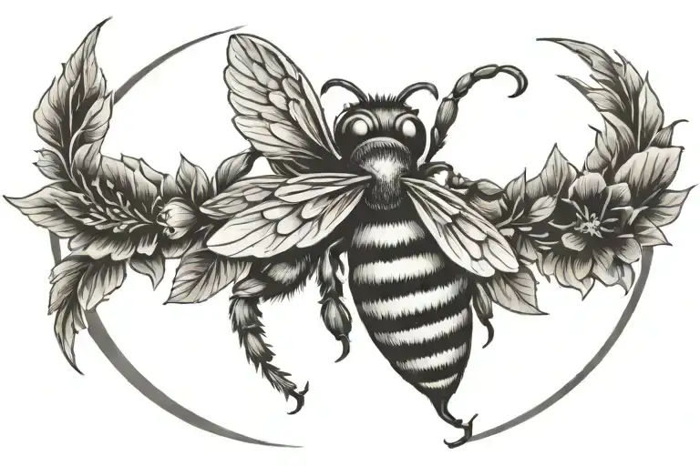 laurel wreath queen bee tattoo design idea