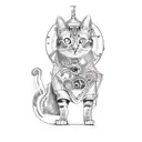 a steampunk cat tattoo design idea