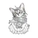 a steampunk cat tattoo design idea