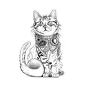 a steampunk cat tattoo design idea