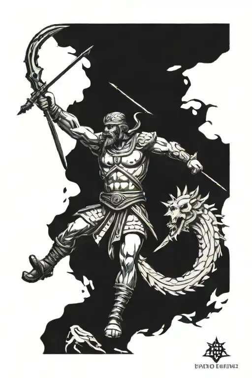 David And Goliath themed sleeve tattoo tattoo design idea