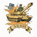 Abrams Tank, police, 3 kids names tattoo design idea